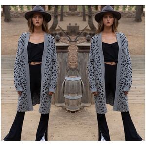 GREY Leopard Cardigan Sweater